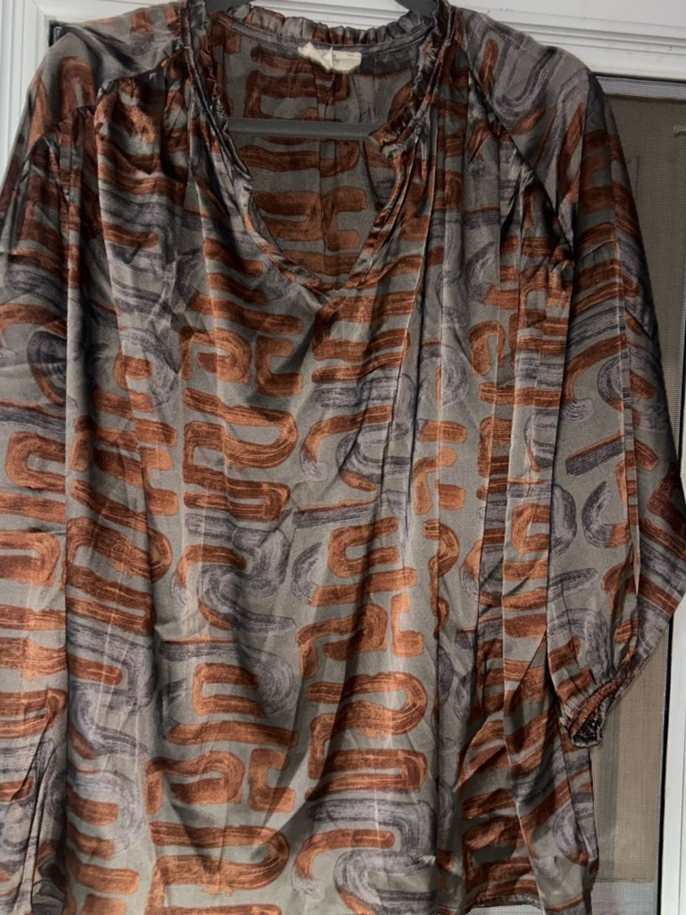 entro Gray Tunic with Rust Abstract Print